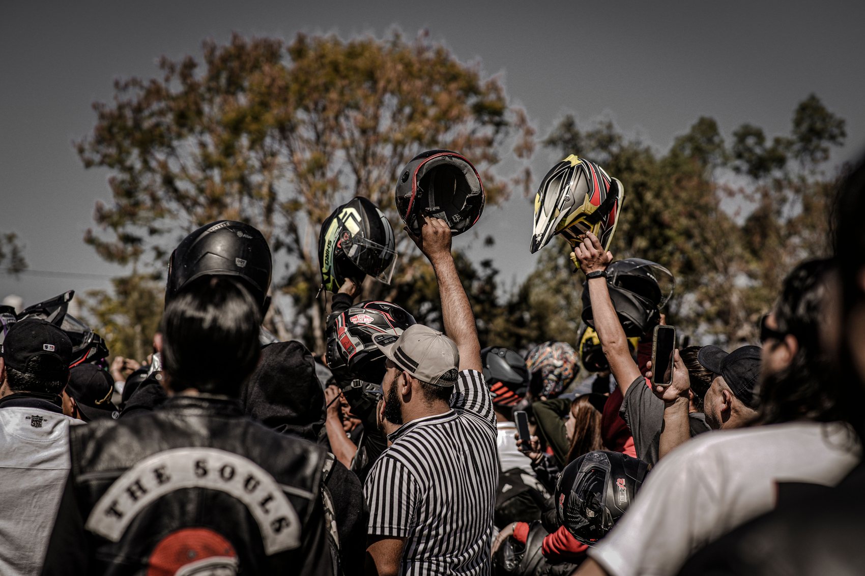 Riders gathered at a moto event