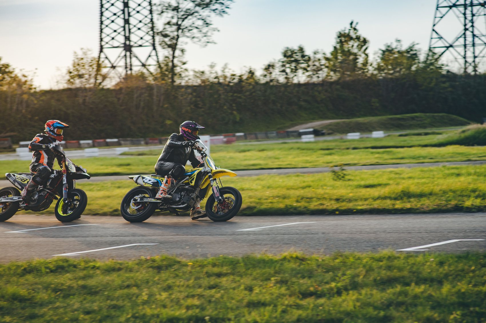 Riders at a race track
