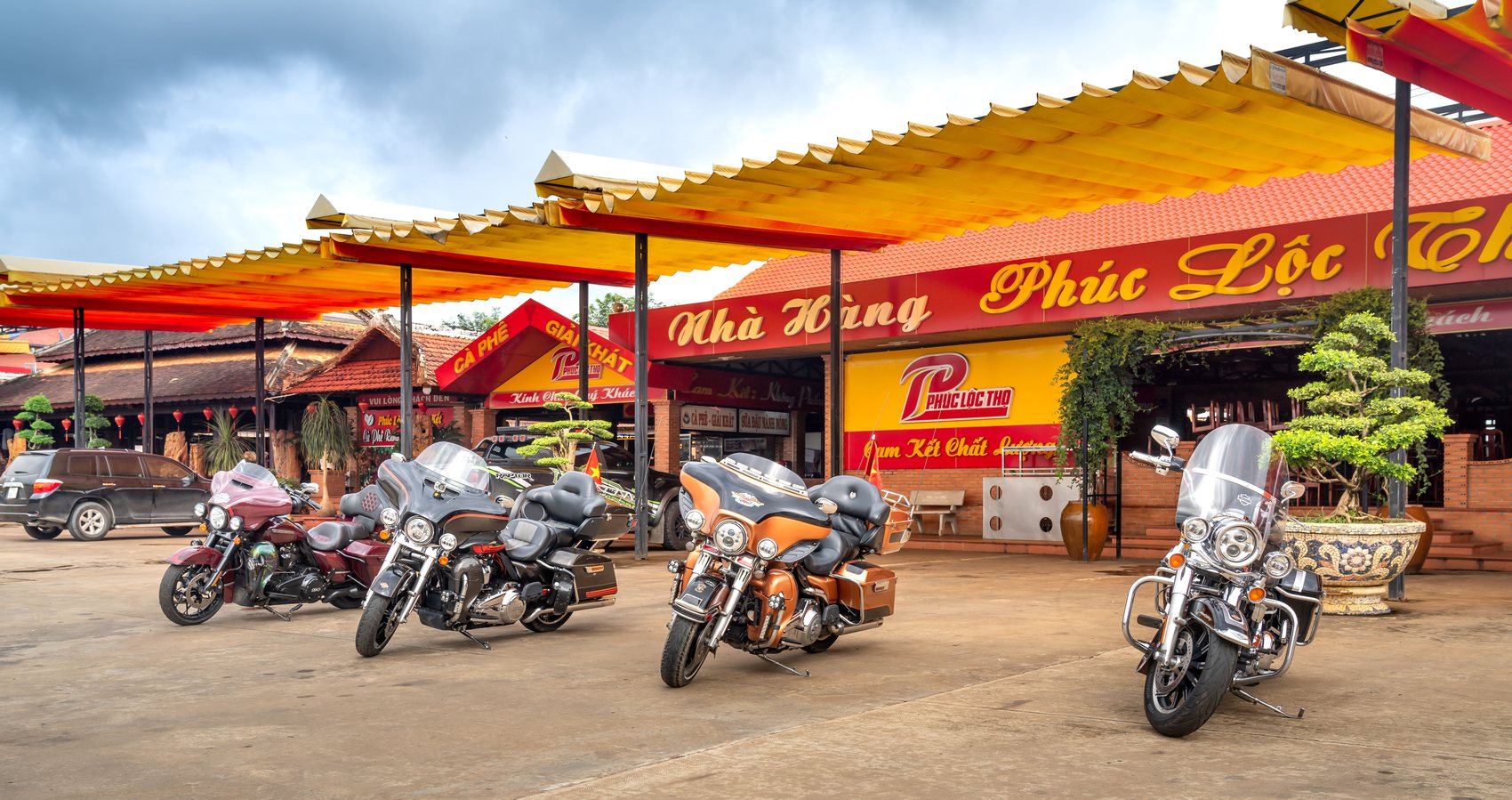 Bikes parked at a roadside stop